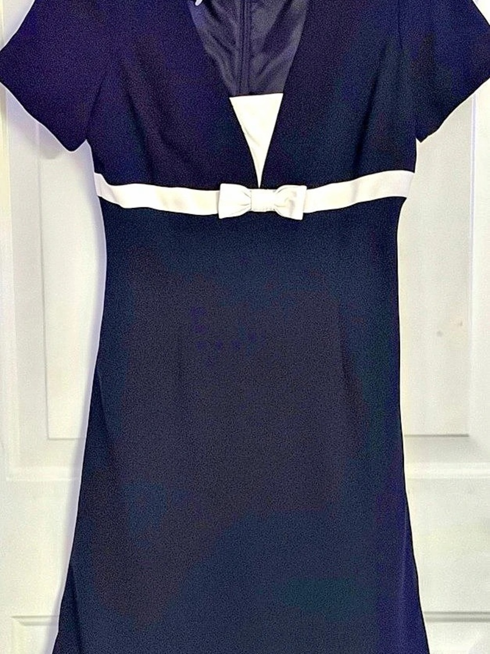 Evan-Picone Color Block Midi Dress in Black & White Size 6